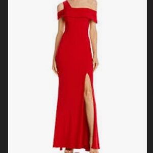 AQUA Red off the shoulder dress